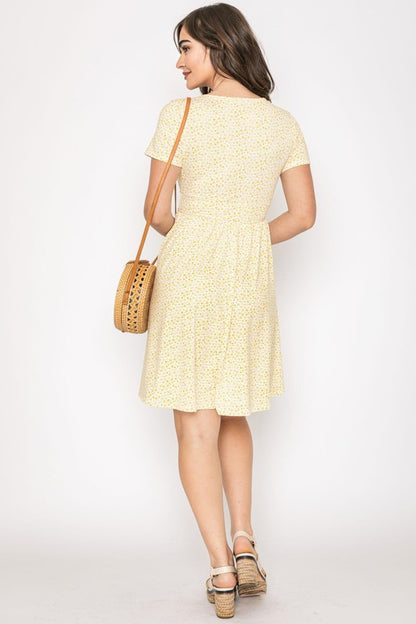 Surplice Ditsy Floral Midi Dress