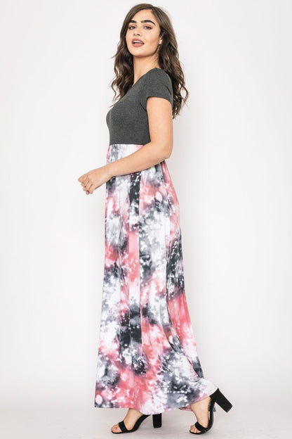 Two Tone Tie Dye Maxi Dress