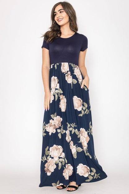 Short Sleeve Floral Maxi Dress