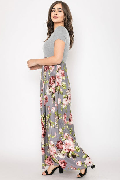 Short Sleeve Floral Maxi Dress