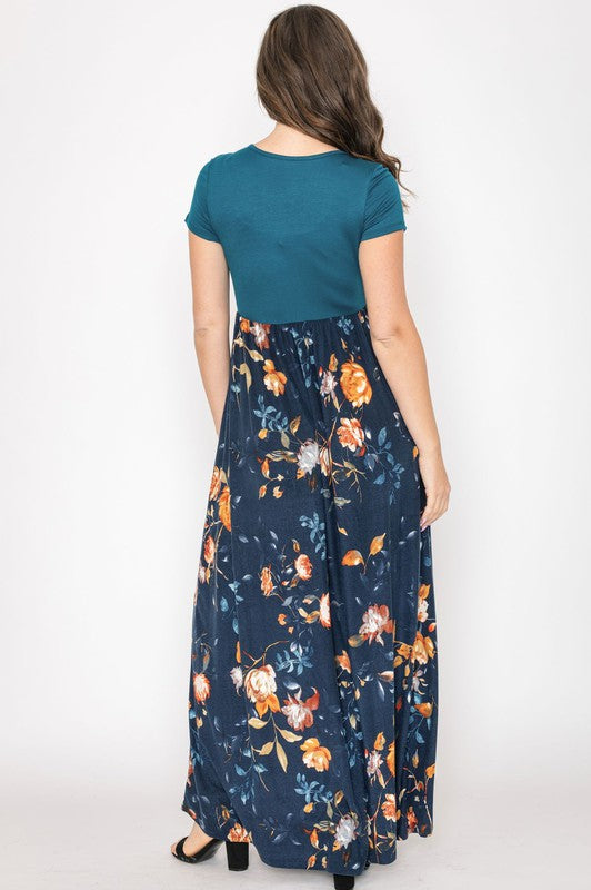 Short Sleeve Floral Maxi Dress