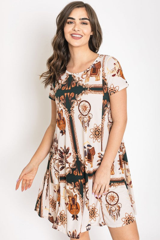 Dream Catcher Print Shift Dress