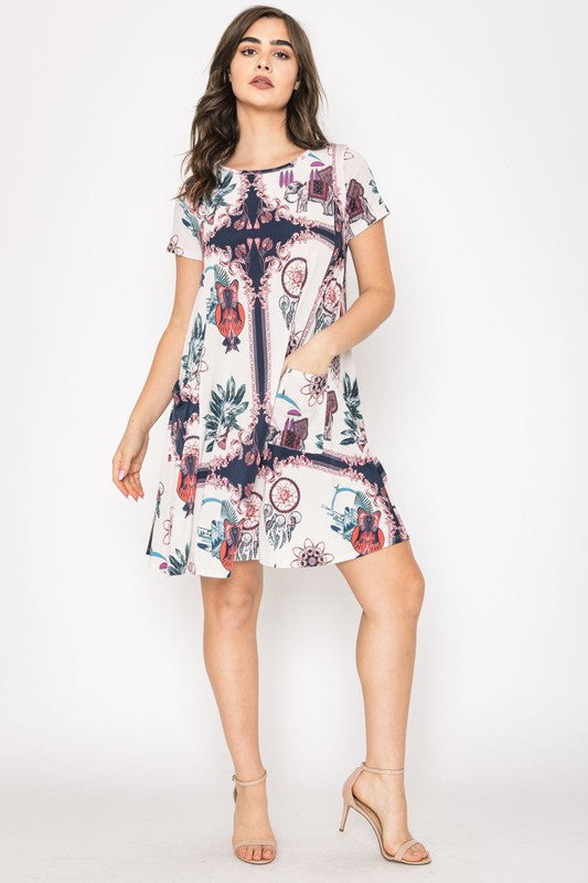 Plus Dream Catcher Print Shift Dress