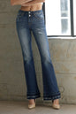 Double Released Frayed Hem Flare Jeans