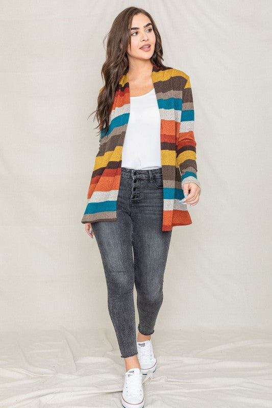 Stripe Elbow Patch Cardigan