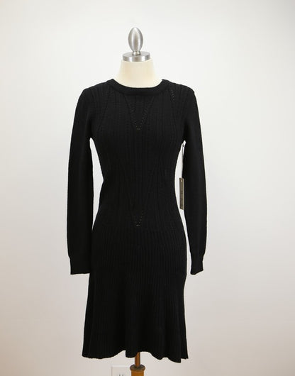 Sexy Cable and Ribbed Knit Stretch Sweater Dress