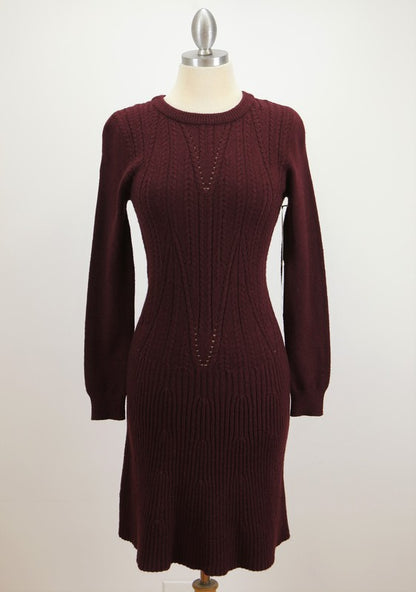 Sexy Cable and Ribbed Knit Stretch Sweater Dress