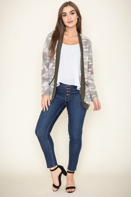 Camo Print Slouch Cardigan