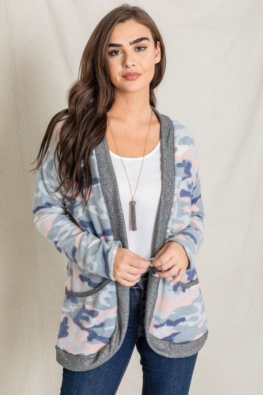 Camo Print Slouch Cardigan