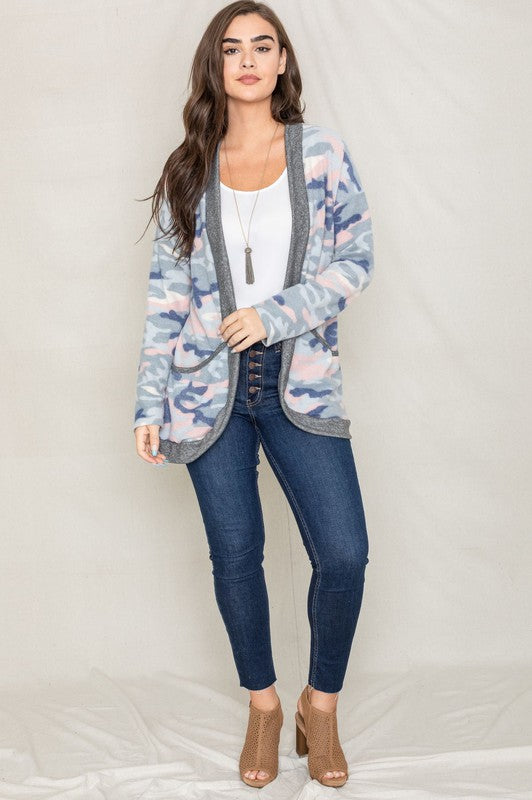 Camo Print Slouch Cardigan