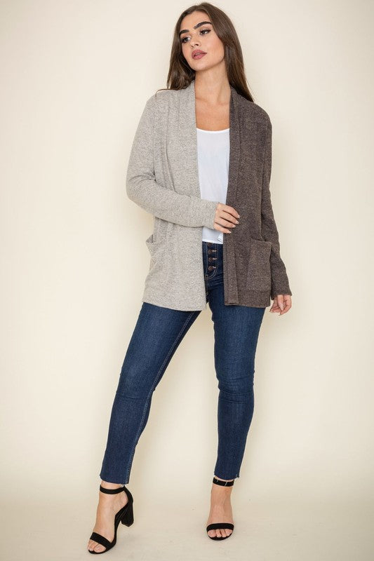 Two Tone Knit Cardigan