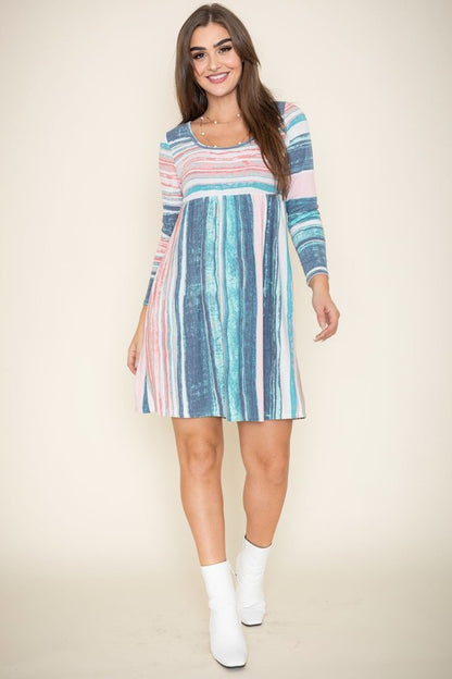 Stripe Empire Waist Midi Dress