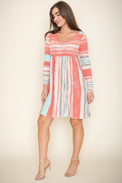 Stripe Empire Waist Midi Dress