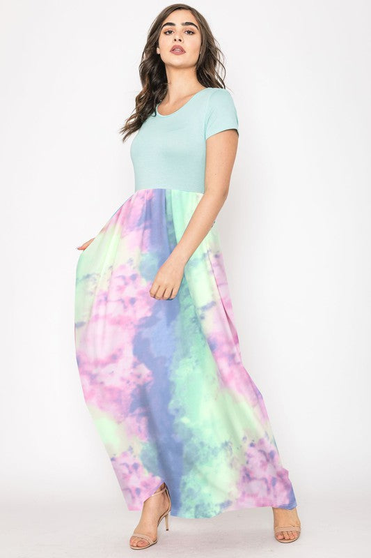 Two Tone Tie Dye Maxi Dress