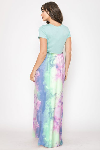 Two Tone Tie Dye Maxi Dress