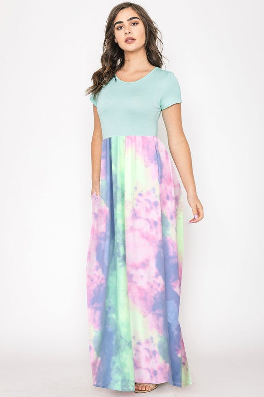 Two Tone Tie Dye Maxi Dress