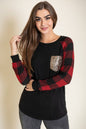 Plus Checker Sleeve Sequin Pocket Tunic