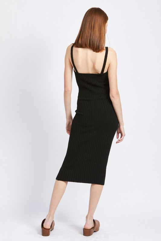 SPAGHETTI STRAP BODYCON MIDI DRESS