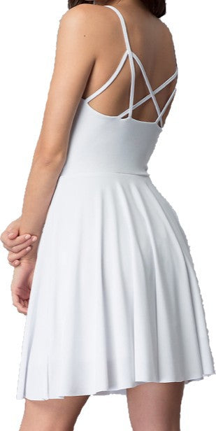 JUNIORS V-NECK PARTY DRESS WITH STRAPPY BACK