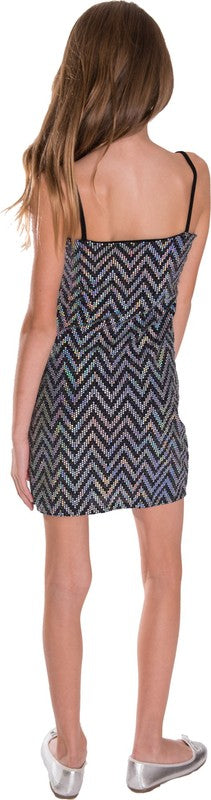 JUNIORS SPARKLE STRIPE DRESS