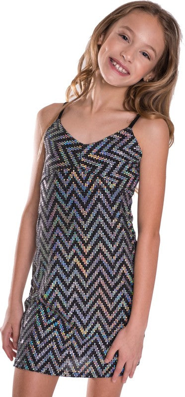 JUNIORS SPARKLE STRIPE DRESS