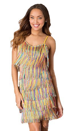 WOMEN'S SHORT ALL-OVER FRINGE FLAPPER DRESS