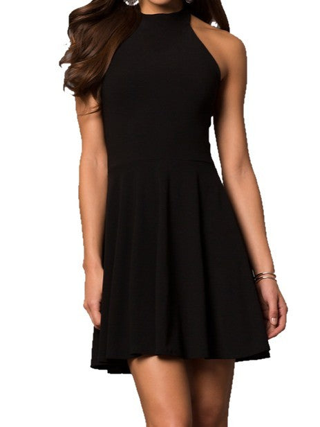 JUNIOR'S HALTER SHORT TIE BACK PARTY DRESS