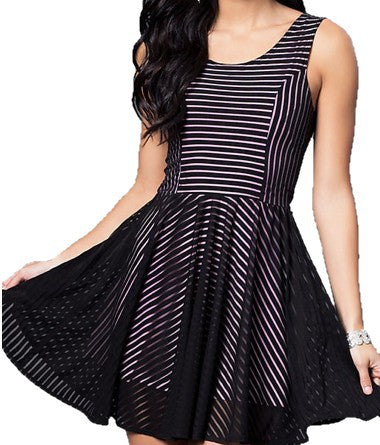 JUNIORS MINI DRESS WITH SHEER STRIPES