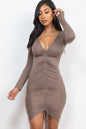 Drawstring Ruched Front Bodycon Dress