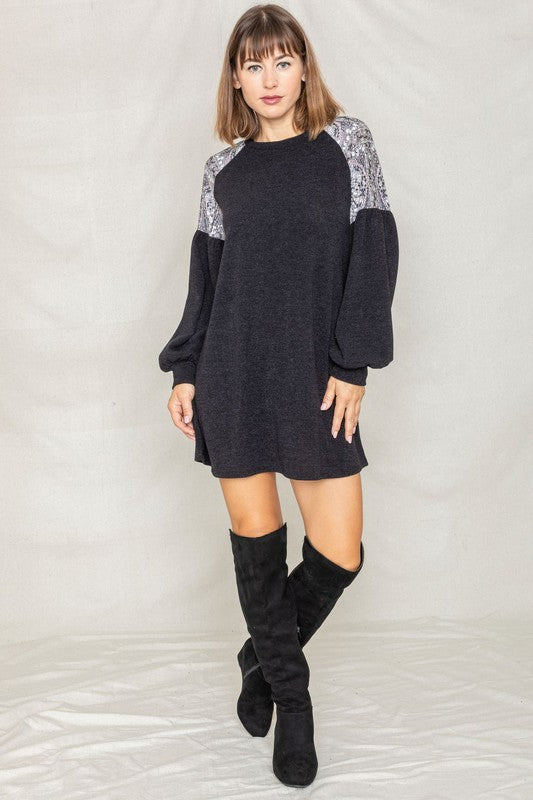 Plus Paisley Shoulder Accent Tunic Dress