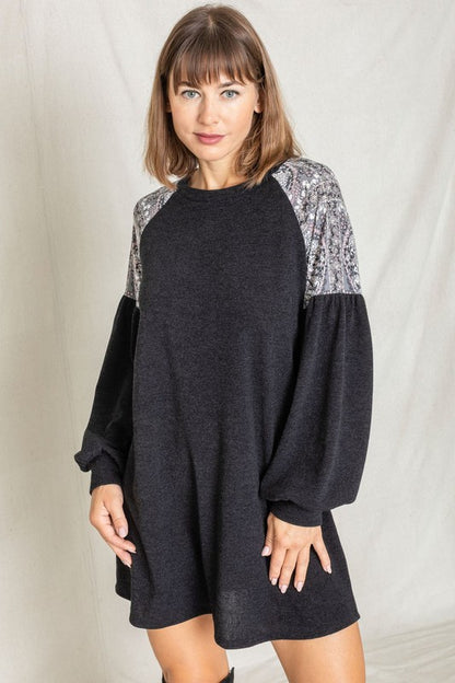 Plus Paisley Shoulder Accent Tunic Dress