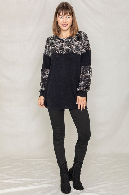 Bandana Print Color Block Tunic