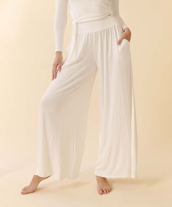 SMOCK ELASTIC WAIST MAXI PALAZZO