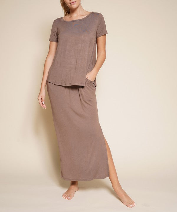 BAMBOO CASUAL LONG SKIRT WITH POCKETS