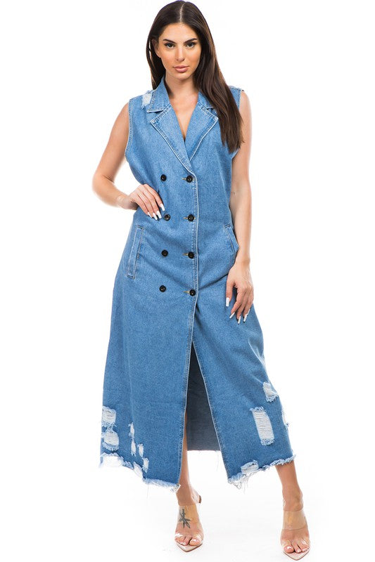 SEXY DENIM VEST DRESS