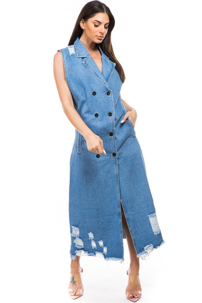 SEXY DENIM VEST DRESS