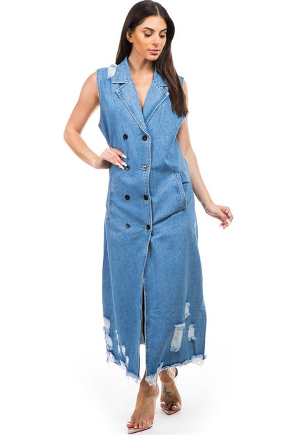 SEXY DENIM VEST DRESS