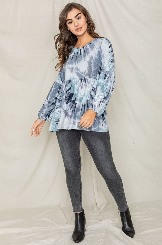 Swirl Tie Dye Bishop Sleeve Tunic