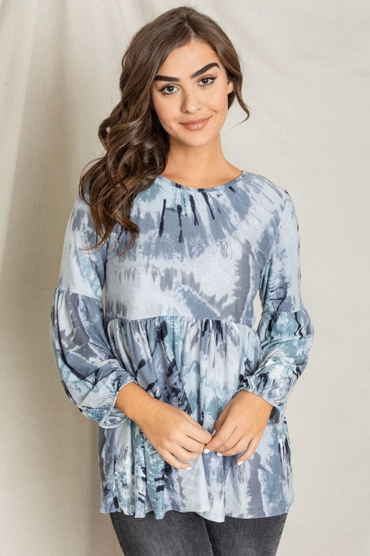 Swirl Tie Dye Bishop Sleeve Tunic