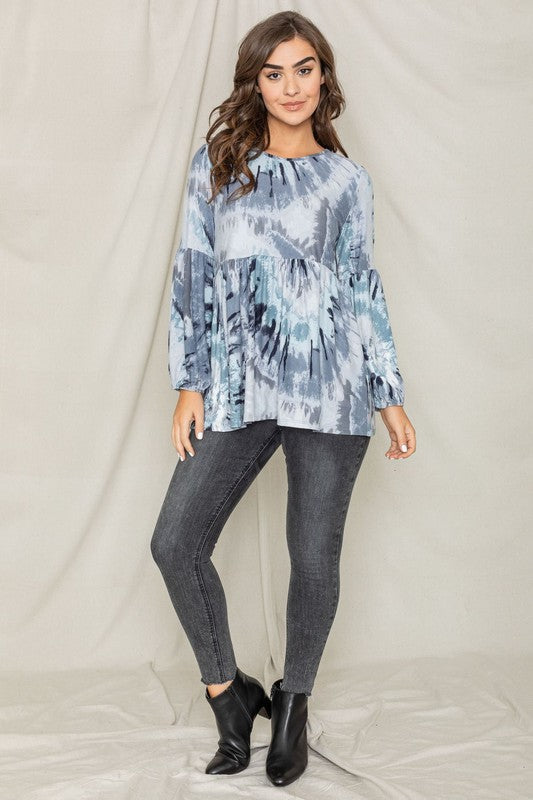 Swirl Tie Dye Bishop Sleeve Tunic