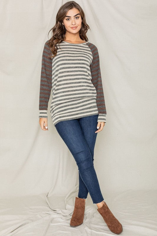 Two Tone Terry Stripe Tunic