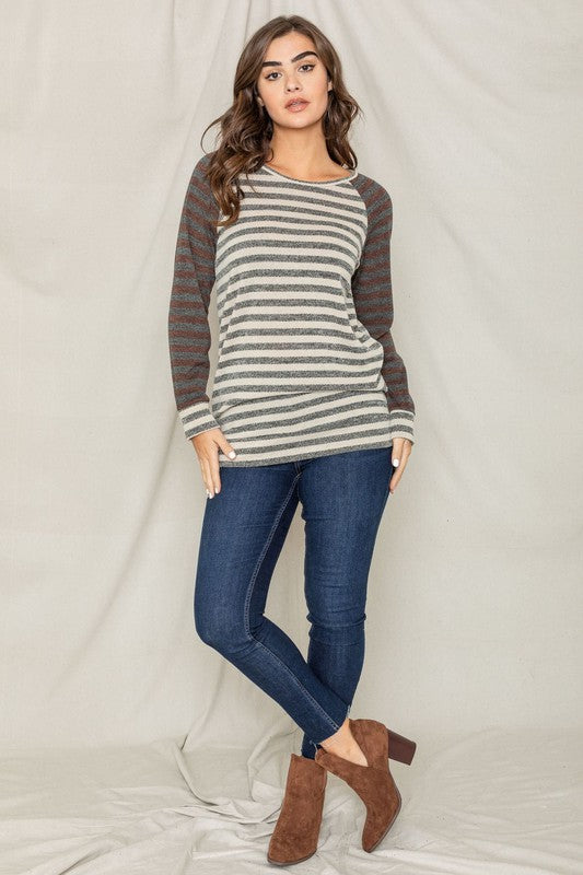 Two Tone Terry Stripe Tunic