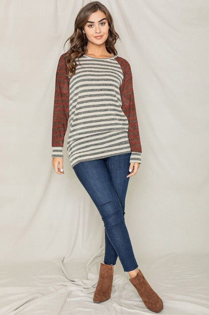 Two Tone Terry Stripe Tunic