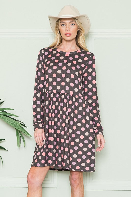 Cross Back Polka Dot Dress with Pockets