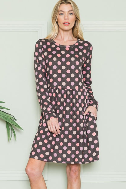 Cross Back Polka Dot Dress with Pockets