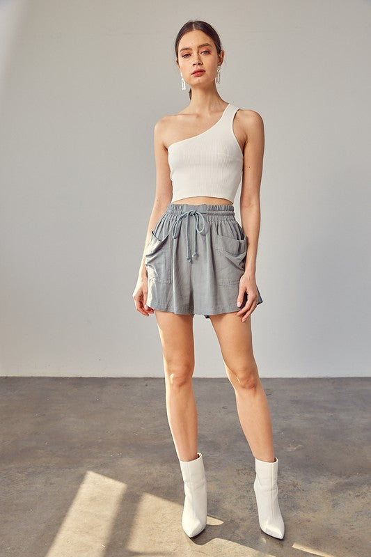 Shirred Wide Waistband Shorts