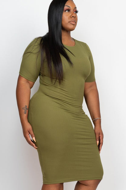 Plus Ribbed Bodycon Midi Dress