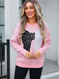 Angel Wings Bow Round Neck Dropped Shoulder Sweater