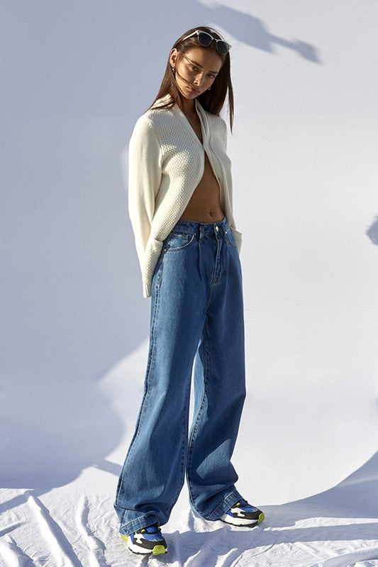 Super High Waist Wide Straight Jeans