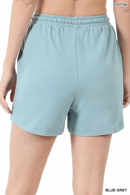 Cotton Drawstring Waist Shorts